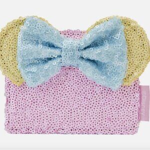 NWT Loungefly Minnie Mouse Pastel Sequin Card Holder